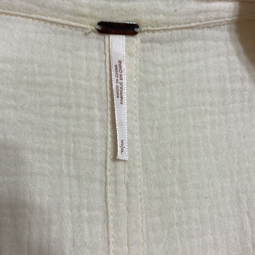 Free People cream crinkle gauze long sleeve top - Picture 8 of 11